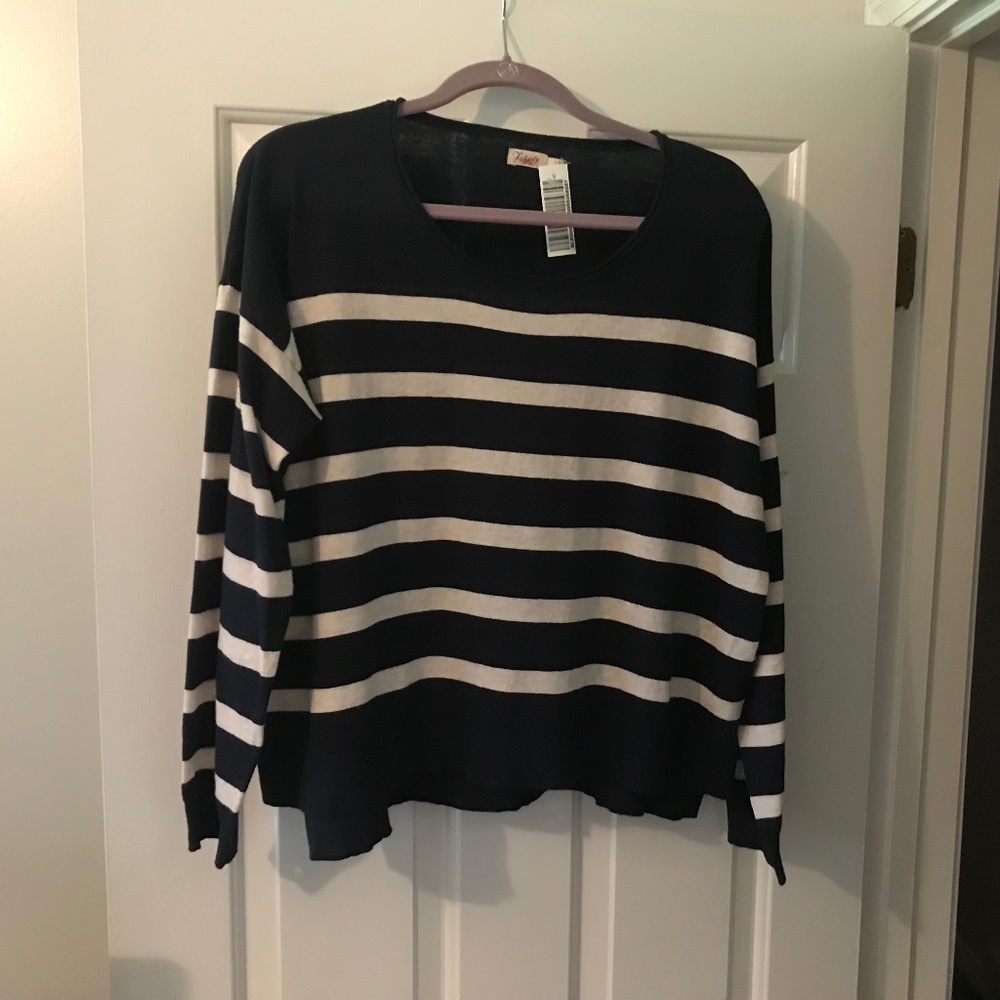 Faherty Golden Hour Pullover Sweater Navy Stripe Size Large